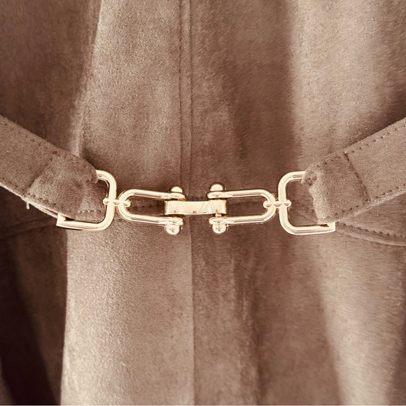 Karina Grimaldi Hanna Suede Mini Dress Olive Size Large NWT - Picture 5 of 10